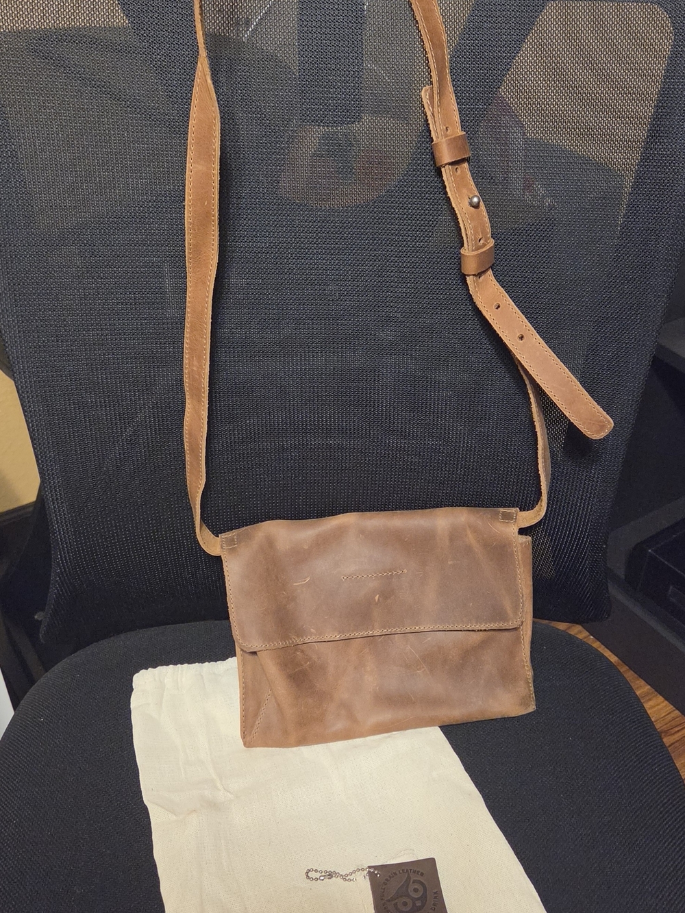 Leather Crossbody Bag - Brown